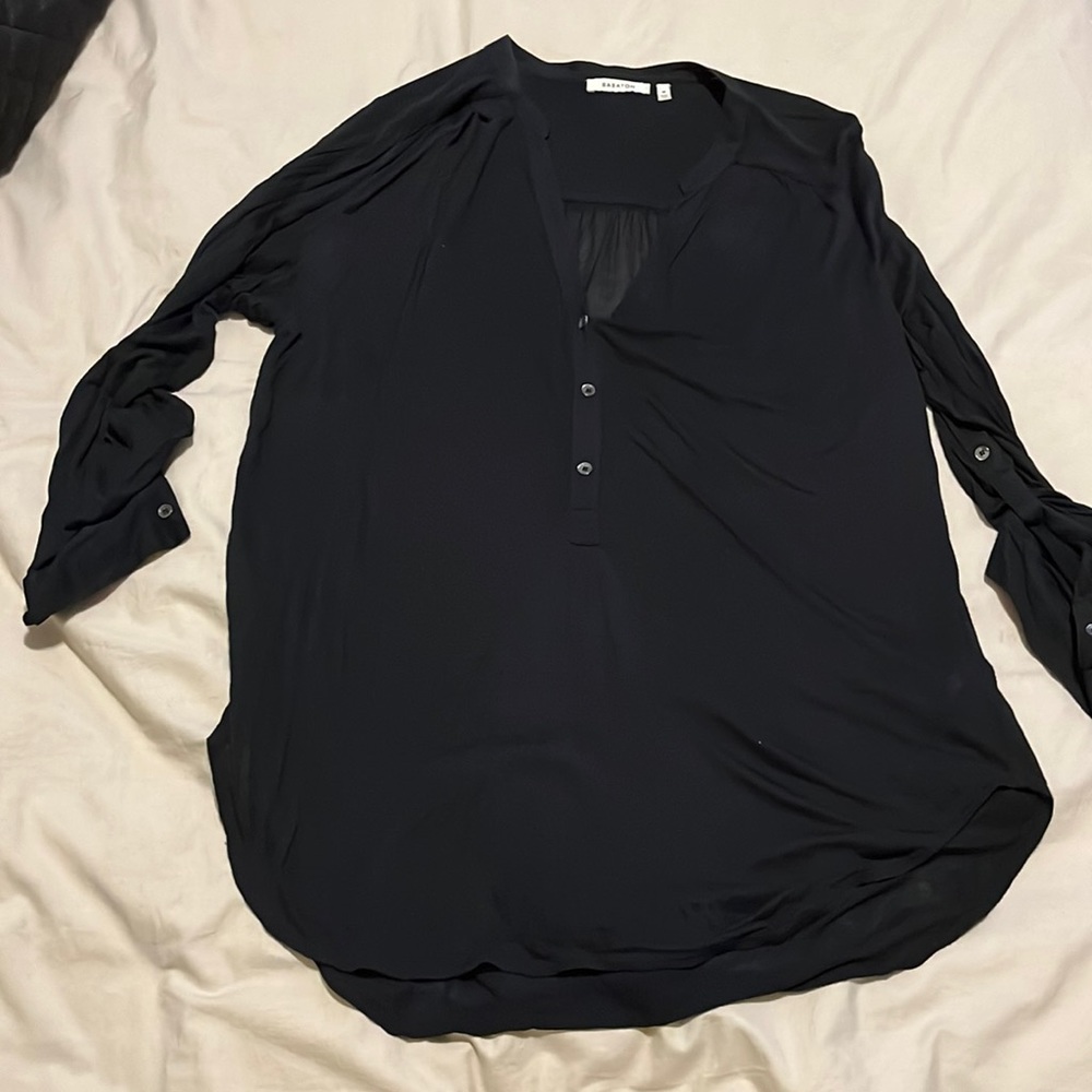 BABATON half button black blouse - Size M